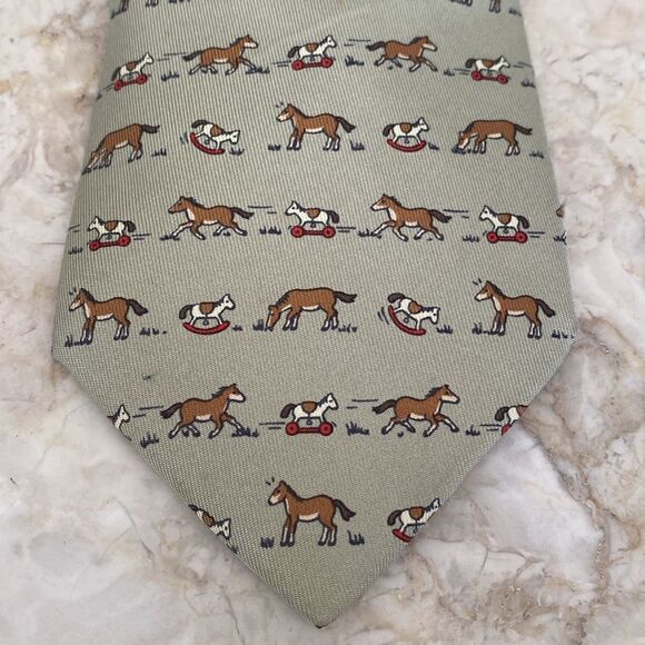 Authentic HERMES Paris Equestrian Rocking Horse 100% Silk Tie - Picture 5 of 8